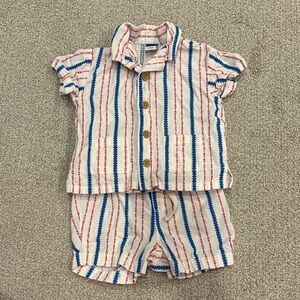 Old Navy Red and Blue Stitched Baby Outfit size 6-12 months